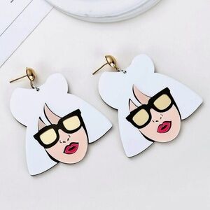 Lady Gaga Bad Romance Acrylic Earrings Cosplay Statement Y2k Jewelry